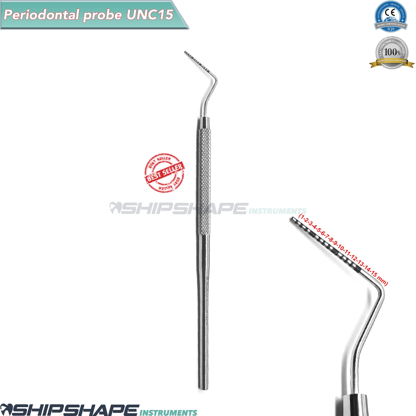 Periodontal Probe UNC15 Color Coded Probes Aperiodontal Pocket Depth Measuring Dental Instruments-0