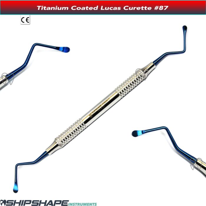 Lucas Curette Periodontal Surgical Curettes 3.5mm Titanium Blue Coated Curette-0