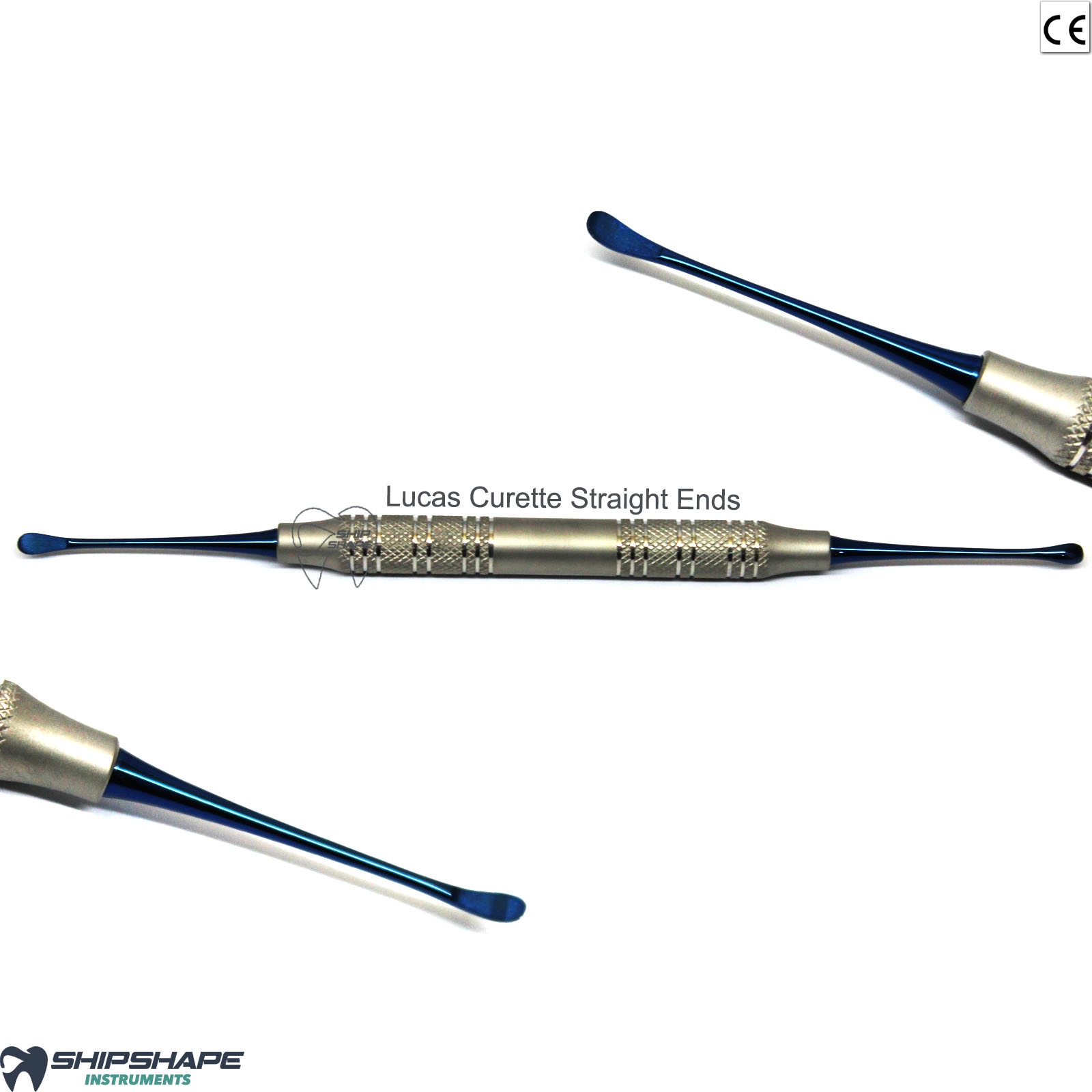 Dental Periodontal Surgical Curette Straight Lucas Curettes Titanium Blue Coated-0
