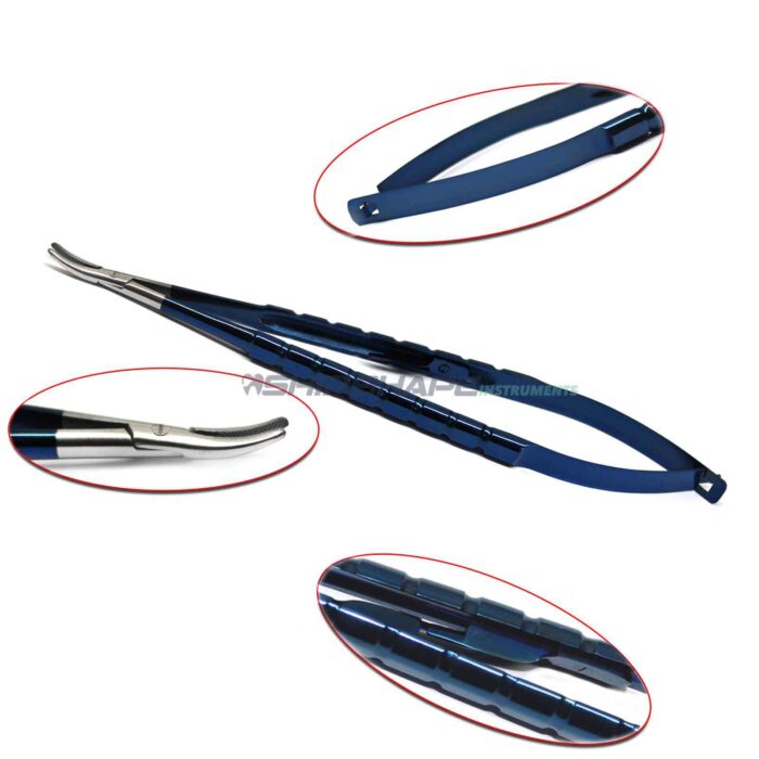 Castroviejo Needle Holder Curved TC Titanium Coated