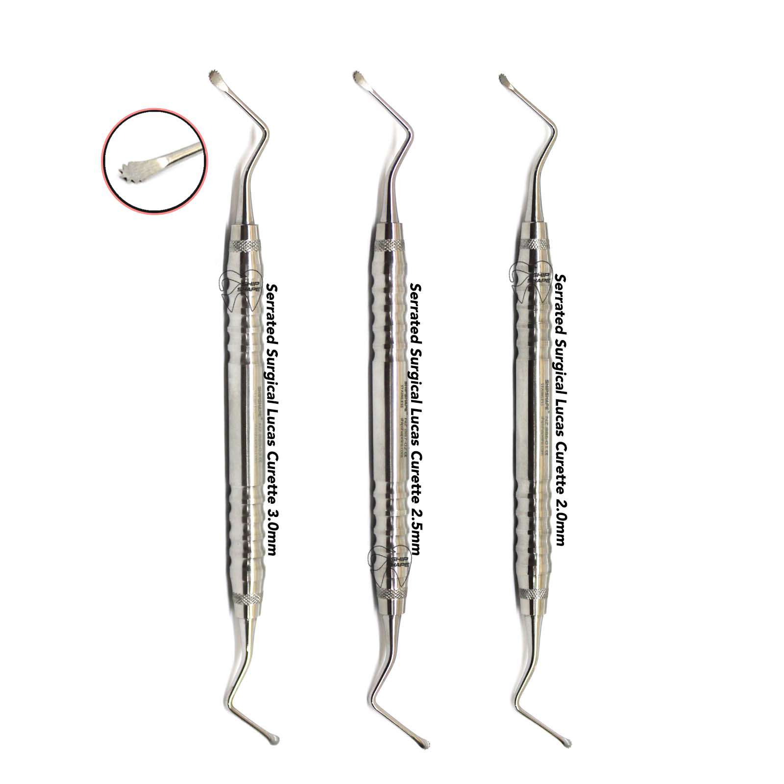 Lucas Curettes Serrated Set Chrome Coated